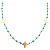 CHG-197-TU-18" 18K Gold Overlay Necklace With Turquoise Beads Bali Designs Inc